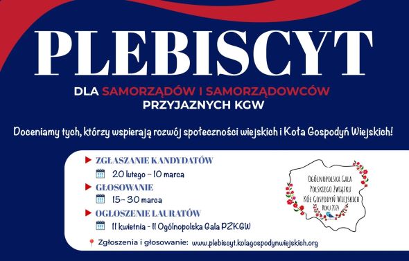 Ilustracja do informacji: II Ogólnopolski Plebiscyt Samorząd Przyjazny KGW